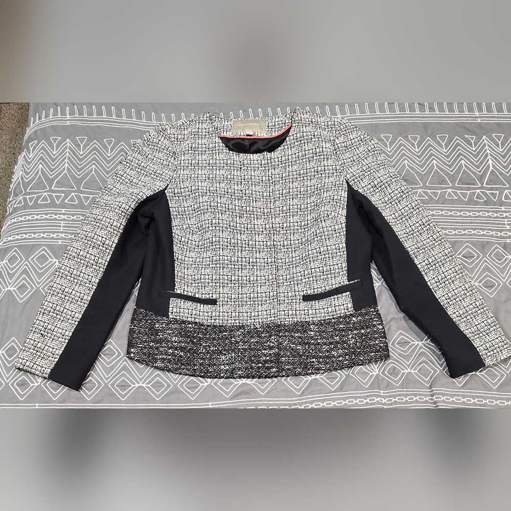 Banana Republic Tweed Black White And Cream Blazer Size 8